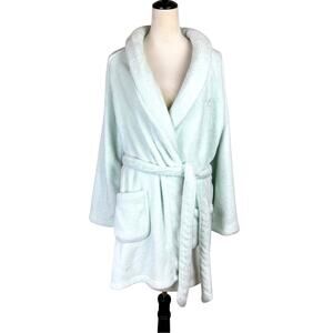 Victoria's Secret Light Green Embroidered Angel Fluffy Belted Fleece Robe
